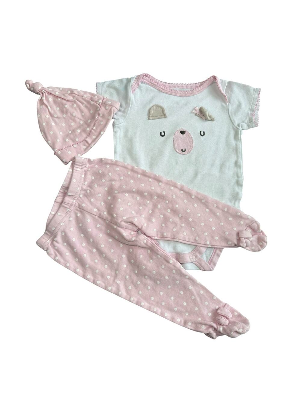 Gerber Matching Outfit Set Organic Baby Girl Bear Pink White 3-6 Months